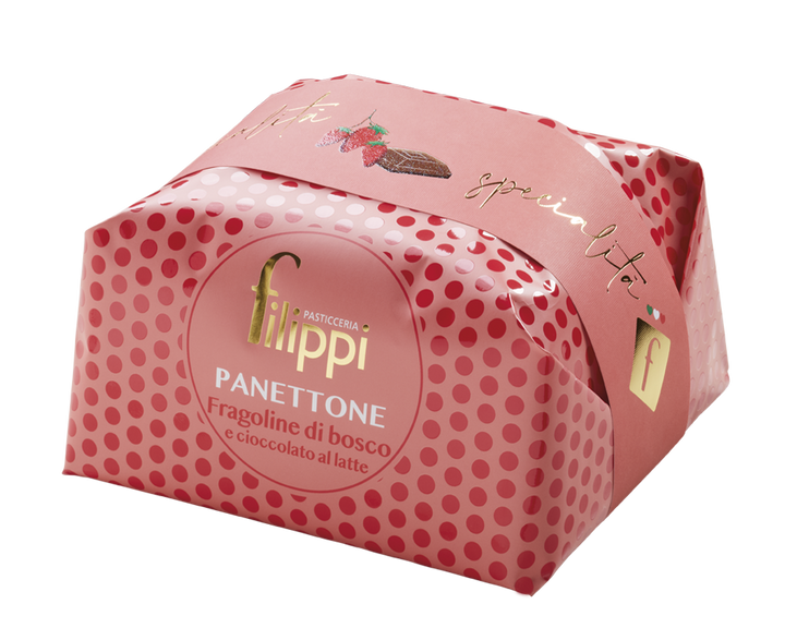 PANETTONE AUX FRAISES DES BOIS ET CHOCOLAT AU LAIT 500g