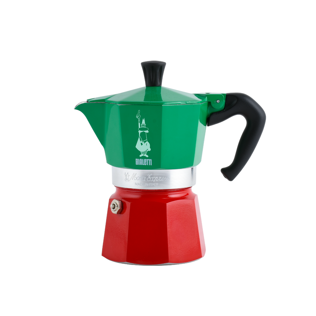 Tricolor Moka Express coffee maker 3 cups