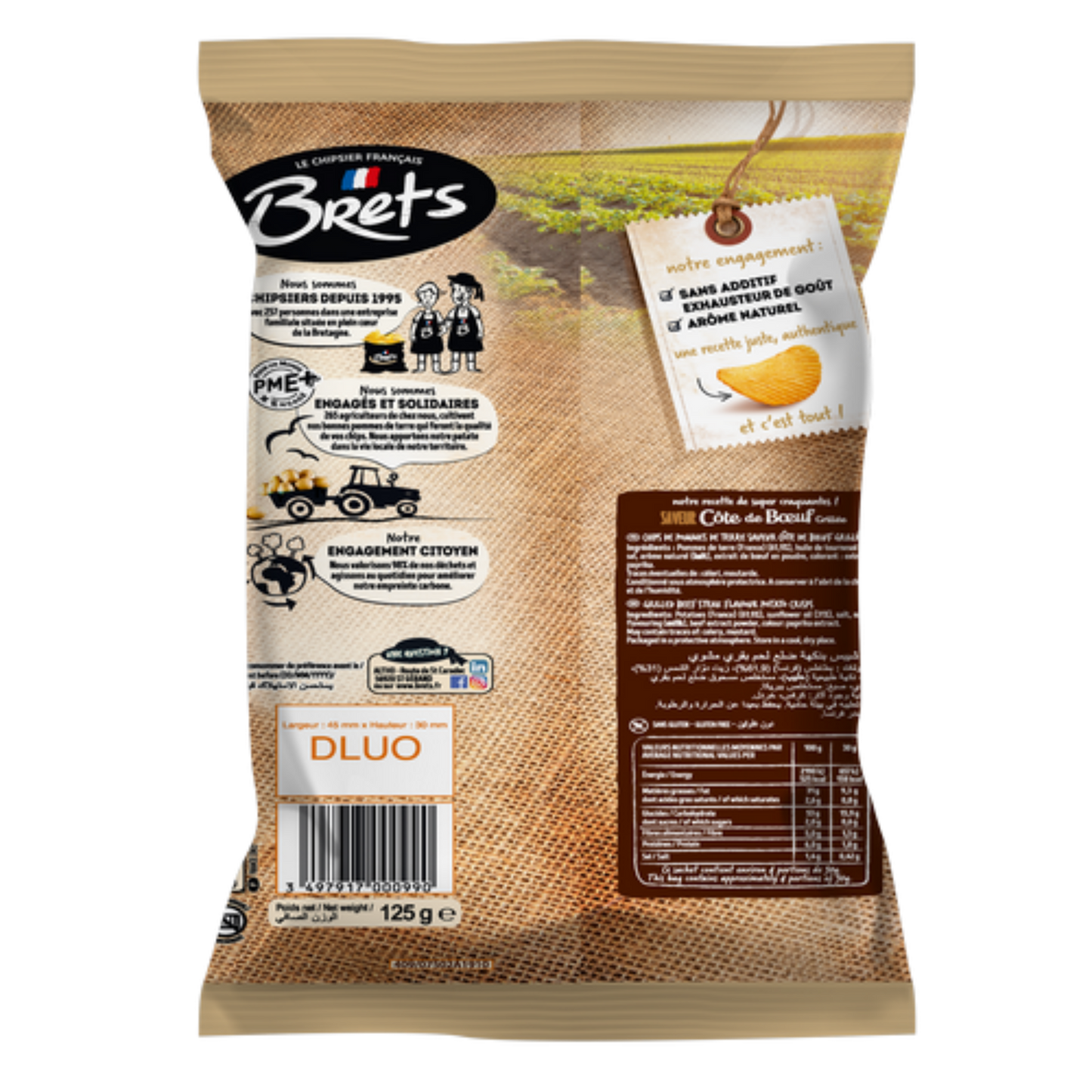CHIPS BRET’S ONDULÉES SAVEUR CÔTE DE BŒUF GRILLÉE 125G – Bret’s