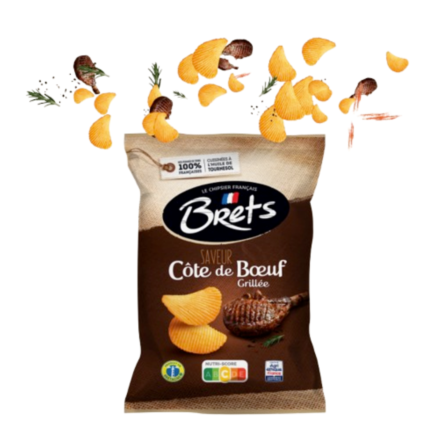 CHIPS BRET’S ONDULÉES SAVEUR CÔTE DE BŒUF GRILLÉE 125G – Bret’s