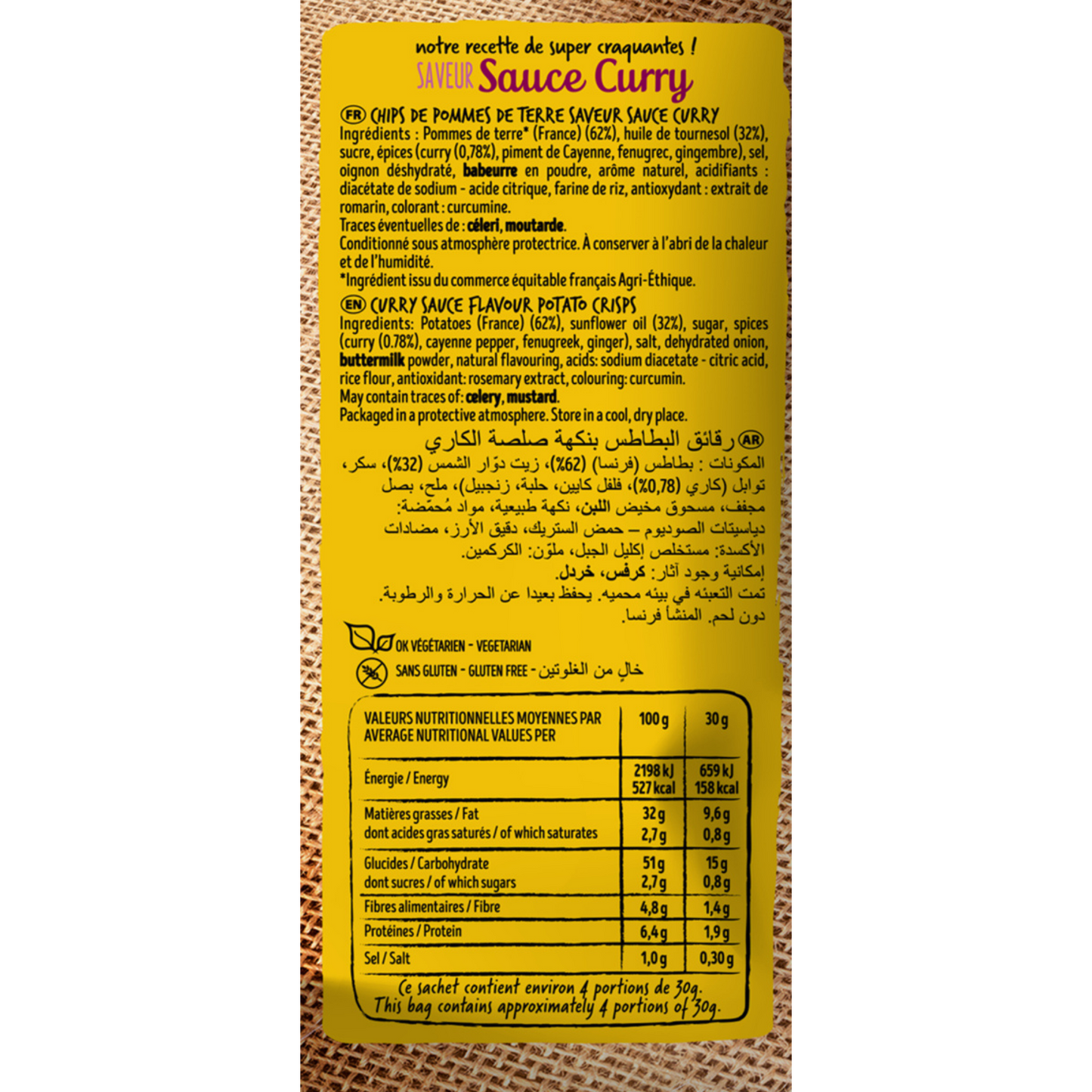 UNE CHIPS QUI GOÛTE EXACTEMENT CE QU’ELLE PROMET — LE CURRY, SANS COMPROMIS.