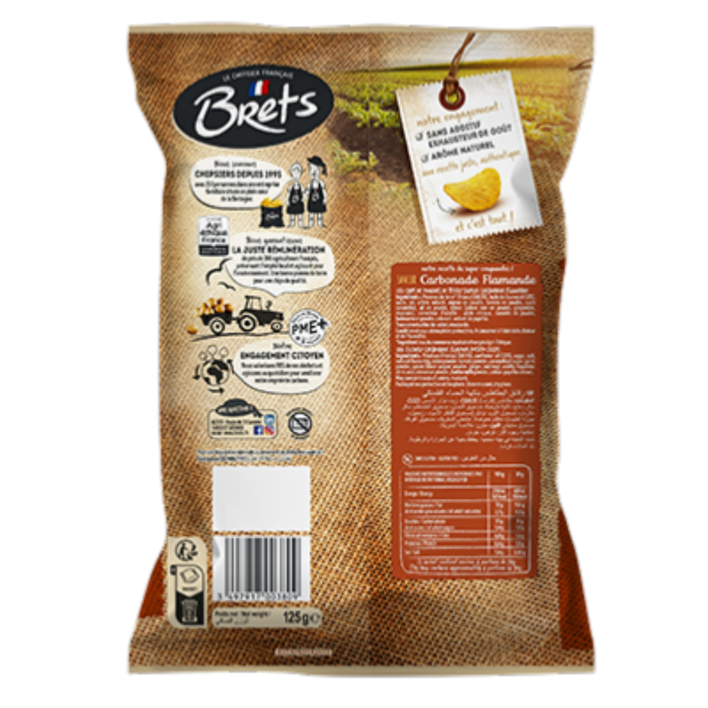 Bret's Carbonnade Flamande Flavored Chips 125g – Authentic French Chips with a Slow-Cooked and Slightly Sweet Taste