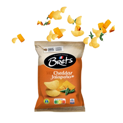 Bret's Wavy Cheddar Jalapeño Crisps 125g – Authentic French Crisps with a Cheesy and Spicy Flavor