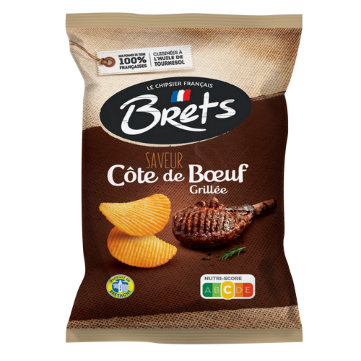 CHIPS BRET’S ONDULÉES SAVEUR CÔTE DE BŒUF GRILLÉE 125G – Bret’s