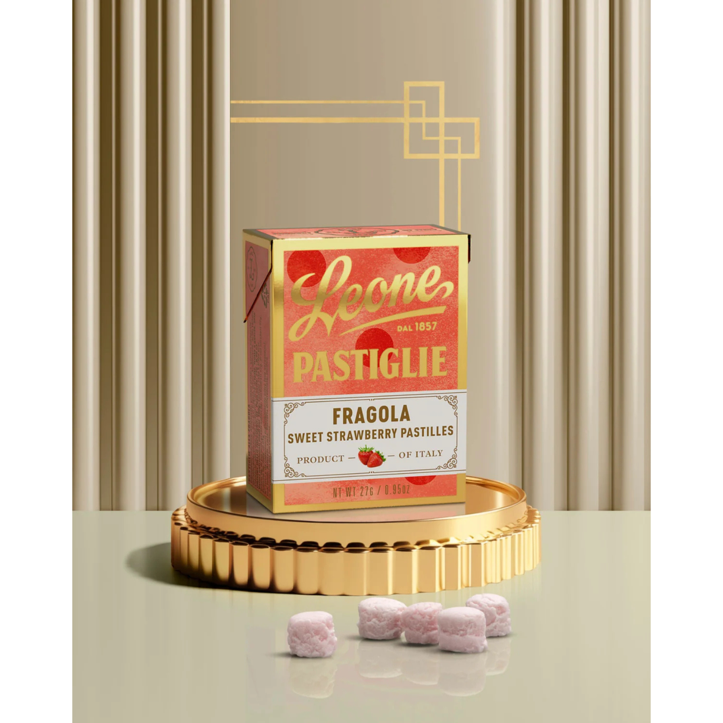 Pastilles Leone Fraise 27g — Bonbons Italiens Traditionnels depuis 1857 | Sans Gluten