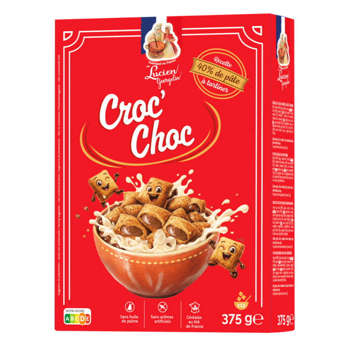Lucien Georgelin Croc'Choc Cereals 375g – Melt-in-the-Mouth Chocolate Center, Gourmet Breakfast