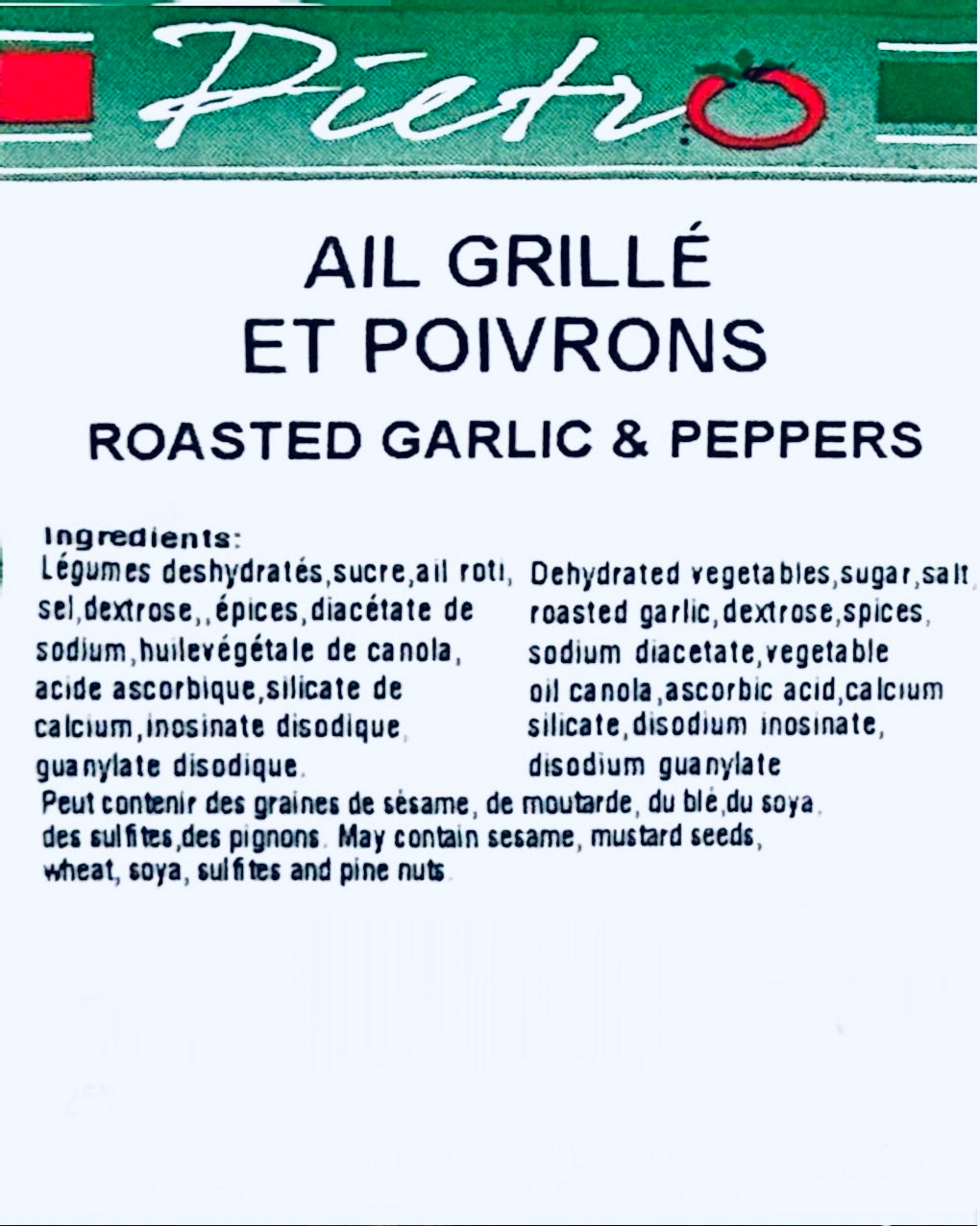 Ail Grillé et Poivrons 50 g Épices Pietro – Mélange Aromatique Méditerranéen Prêt à l’Emploi