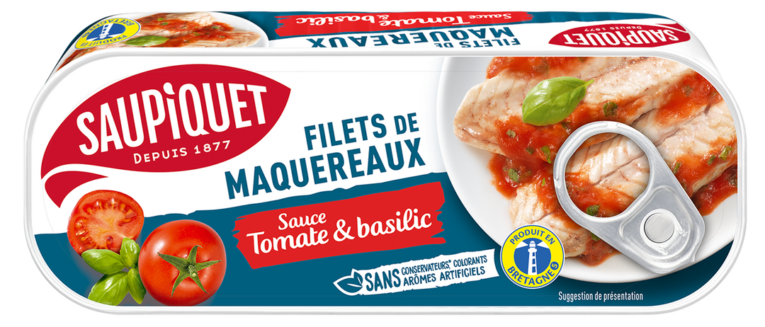 Mackerel fillets with tomato &amp; basil sauce 169g