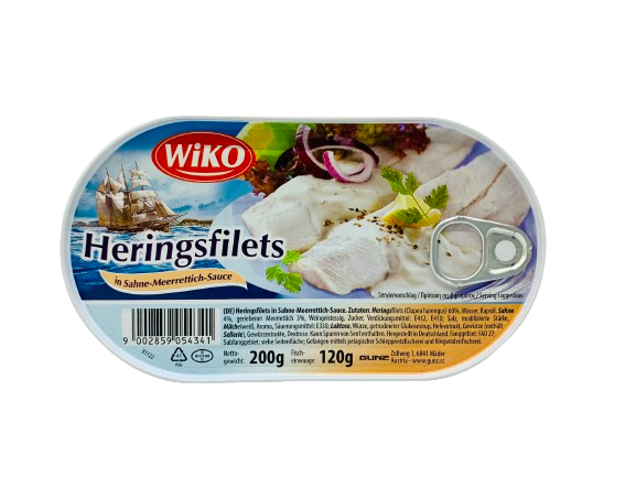 Heringsfilets in Sahne-Meerrettich-Sauce 200g. Wiko