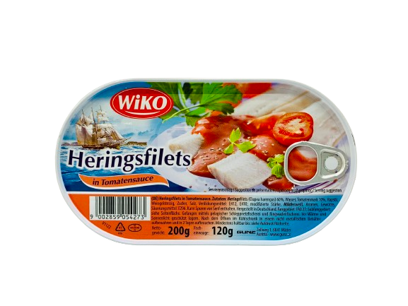 Heringsfilets in Tomate sauce 200g.                                                             Wiko
