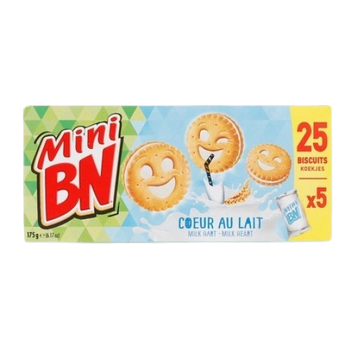 Mini BN Milk Chocolate Heart 175g – Mini French Filled Biscuits with Milk Chocolate Flavor