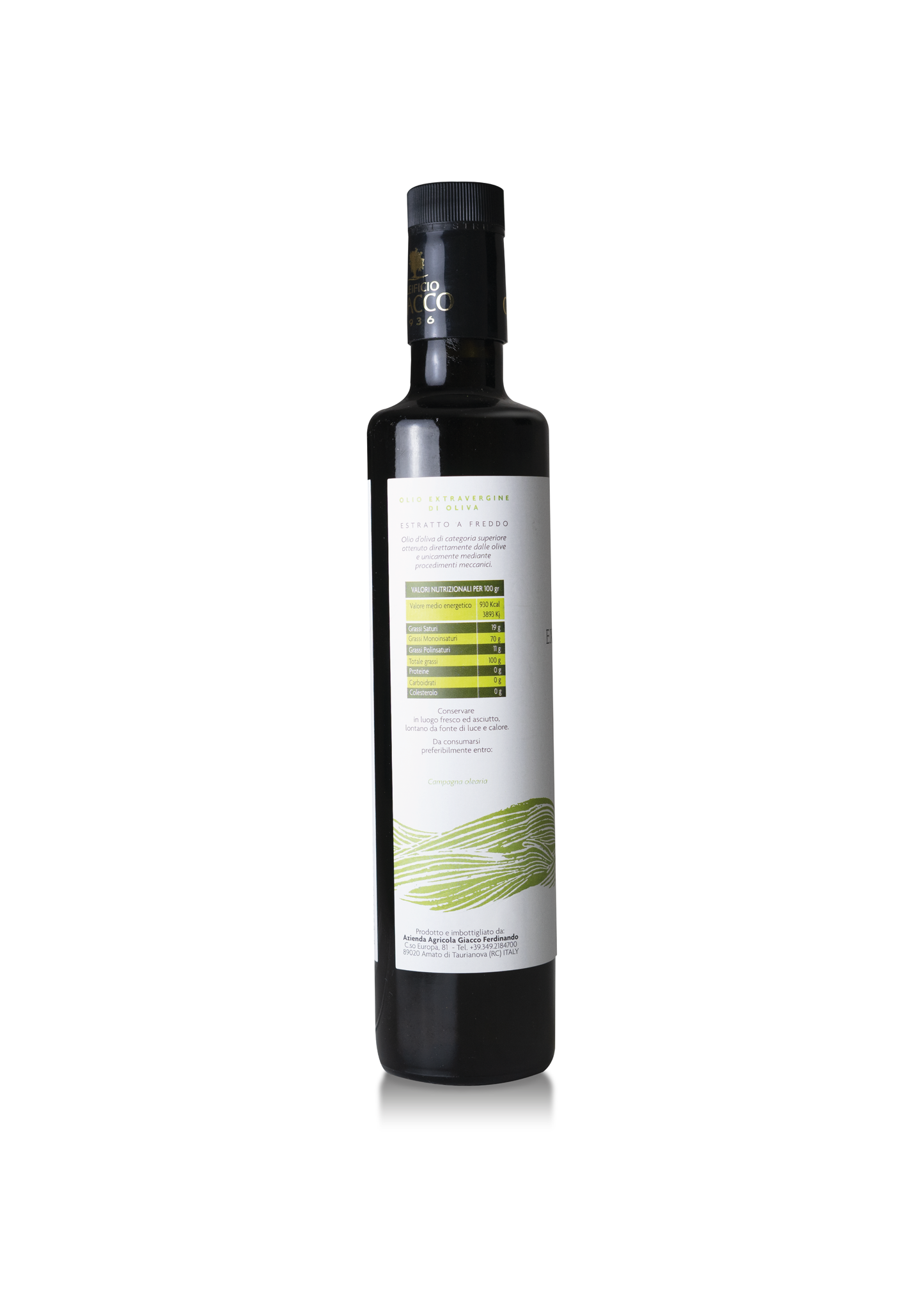 Huile d'Olive Vierge Extra Italienne 500 ml – Extraction à Froid de Calabre | Oleificio Giacco 1936