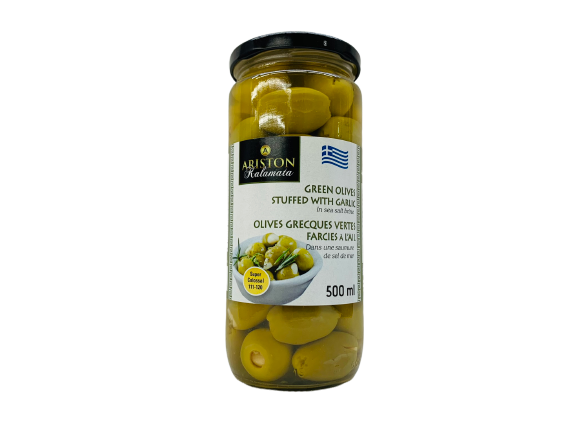 Olives grecques vertes farcies à l'ail 500ml