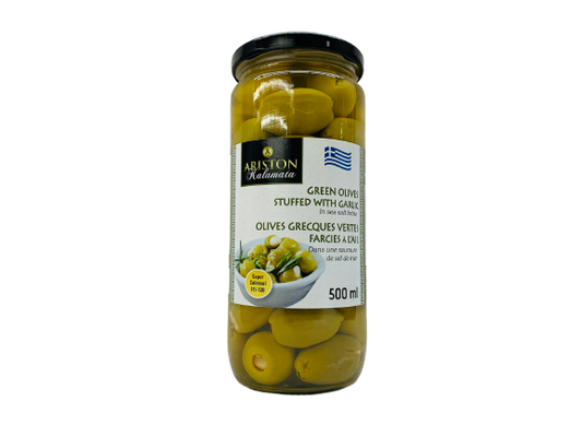 Olives grecques vertes farcies à l'ail 500ml