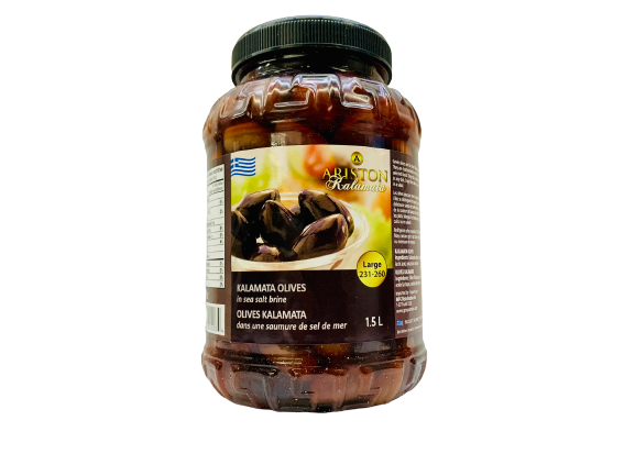 Olives kalamata dans une saumure de sel de mer 1.5L