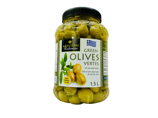 Olives vertes dans une saumure de sel de mer 1.5L