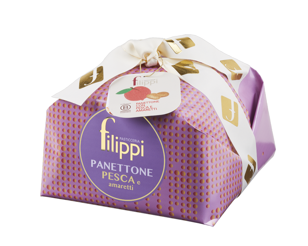 Panettone with candied peach and macaroons 500g