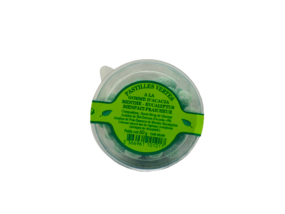Green lozenges with acacia mint eucalyptus gum 60g