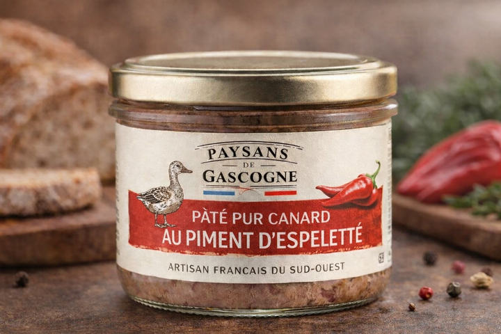 PÂTÉ PUR CANARD AU PIMENT D’ESPELETTE 80G – Paysans de Gascogne