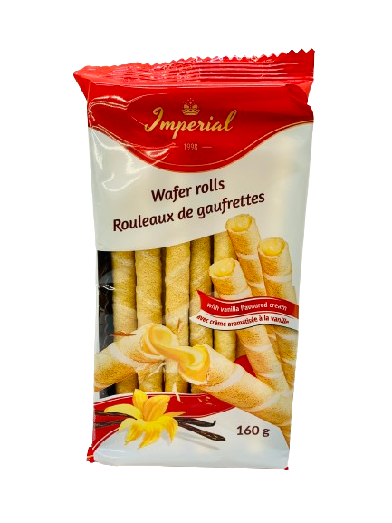 Rouleaux de gaufrettes avec crème aromatisée à la vanille 160g