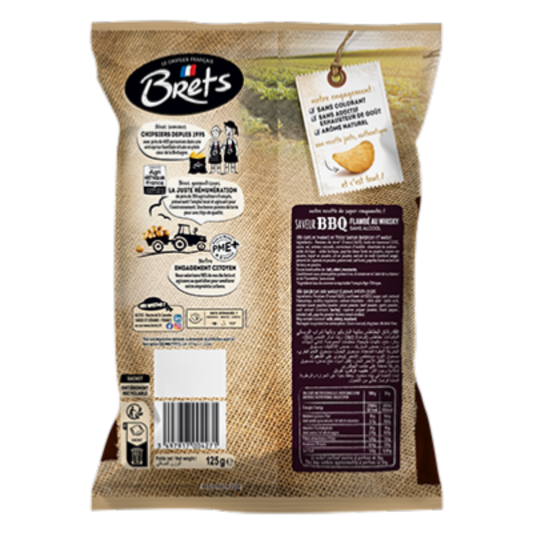 Wavy BBQ & Whisky Crisps 125g – Smoky & Intense Flavor – No Additives – Bret’s