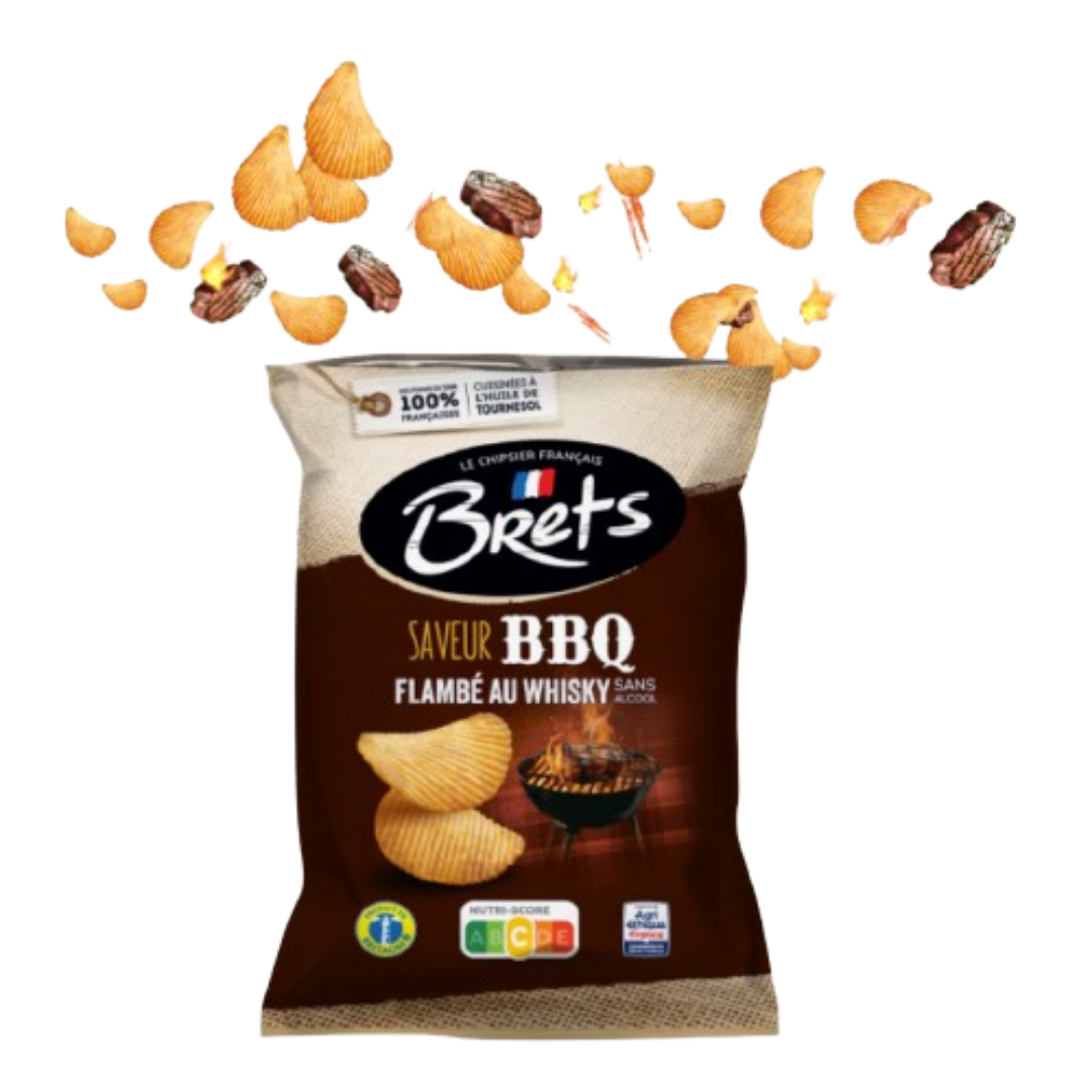 Wavy BBQ & Whisky Crisps 125g – Smoky & Intense Flavor – No Additives – Bret’s