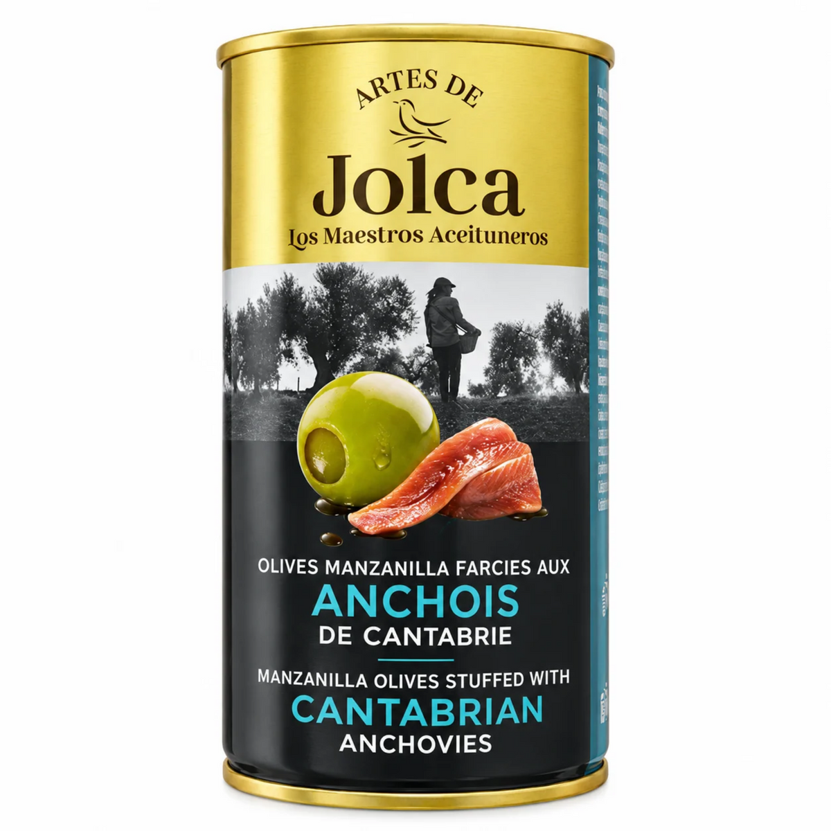 Jolca Manzanilla Olives Grand Selection with Cantabrian Anchovies 350g – Mediterranean Flavor of Spain