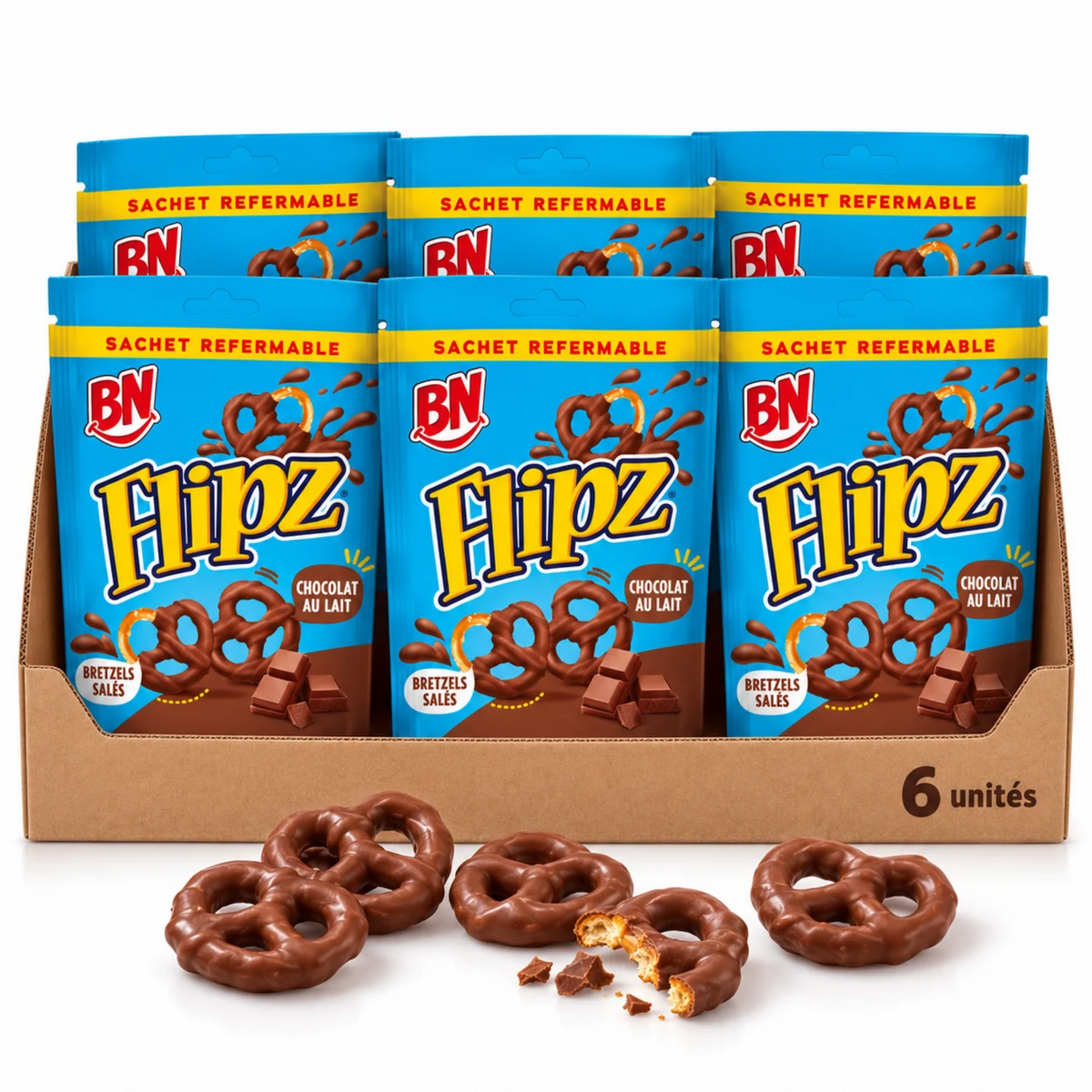 Milk Chocolate Covered Pretzels 6 x 90 g BN – Sweet, Salty, Crunchy | Flipz – Case of 6