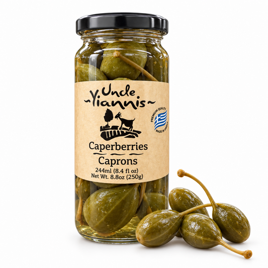Câpres en Baies de Grèce 244 ml Uncle Yiannis – Saveur Acidulée et Salée pour Apéro, Salades et Plats Méditerranéens