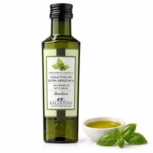 HUILE D’OLIVE EXTRA VIERGE AU BASILIC 250ML – GALANTINO