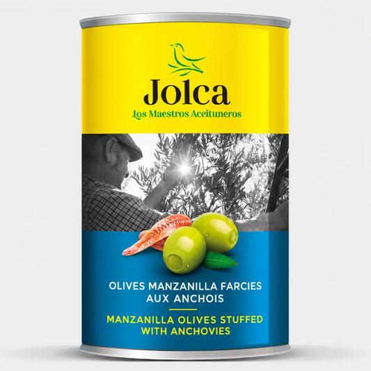 Manzanilla Olives Stuffed with Anchovies 300g – Jolca | Mediterranean Flavor from Spain