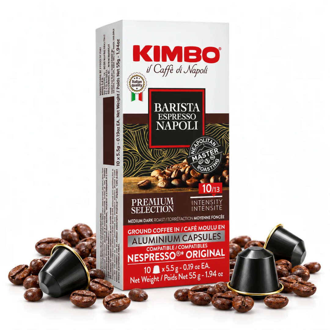 Capsules Nespresso® Compatibles Barista Espresso Napoli 10 x 5,5g – Kimbo | L'Âme de Naples dans un Espresso