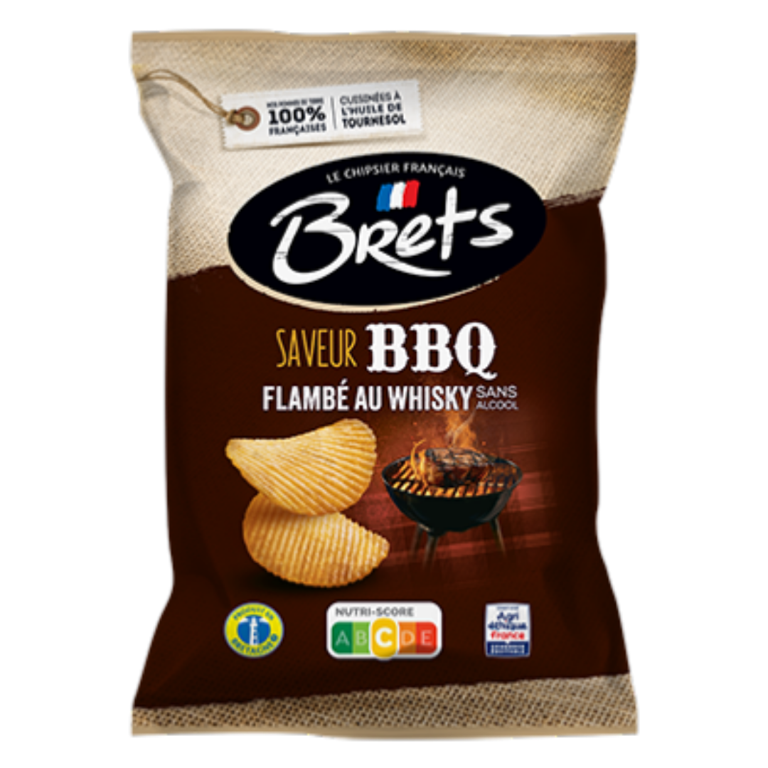 Wavy BBQ & Whisky Crisps 125g – Smoky & Intense Flavor – No Additives – Bret’s