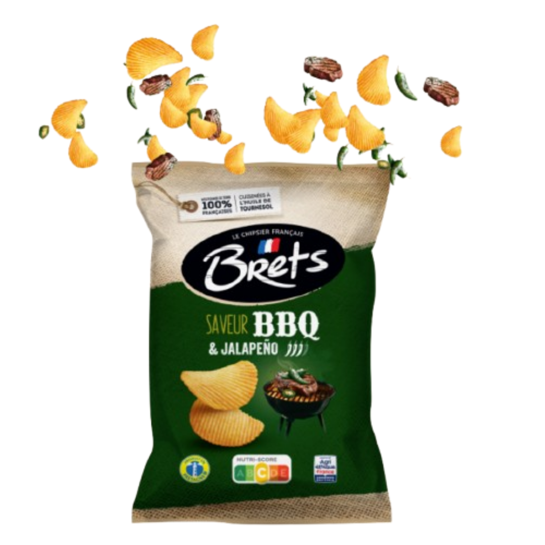 Chips Ondulées BBQ & Jalapeño 125g – Fumées & Légèrement Piquantes – Sans Additifs – Bret’s