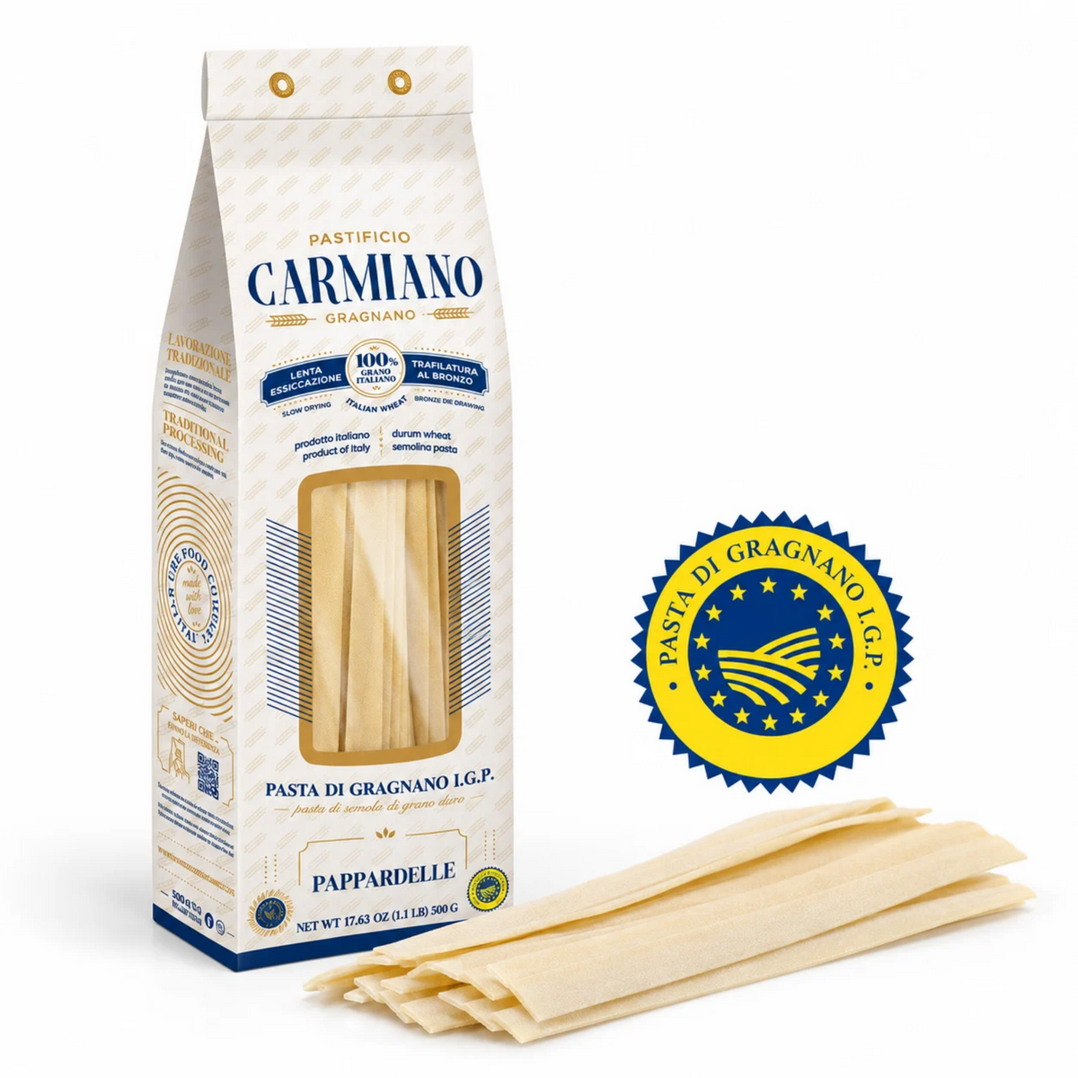Carmiano PGI Pappardelle 500g – Italian Bronze-Drawn Artisanal Pasta from Gragnano | Pastificio Carmiano