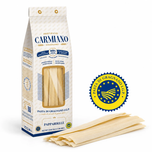 Pappardelle IGP 500 g Carmiano – Pâtes Artisanales Italiennes Tréfilées au Bronze de Gragnano | Pastificio Carmiano