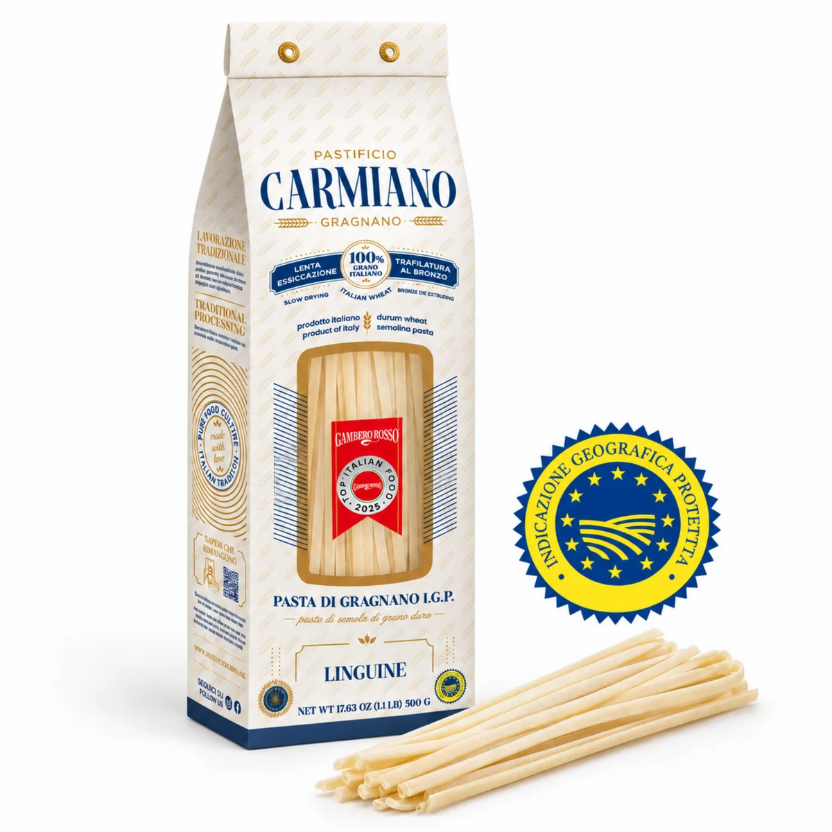 Carmiano PGI Linguine 500g – Italian Artisanal Bronze-Drawn Pasta from Gragnano | Pastificio Carmiano