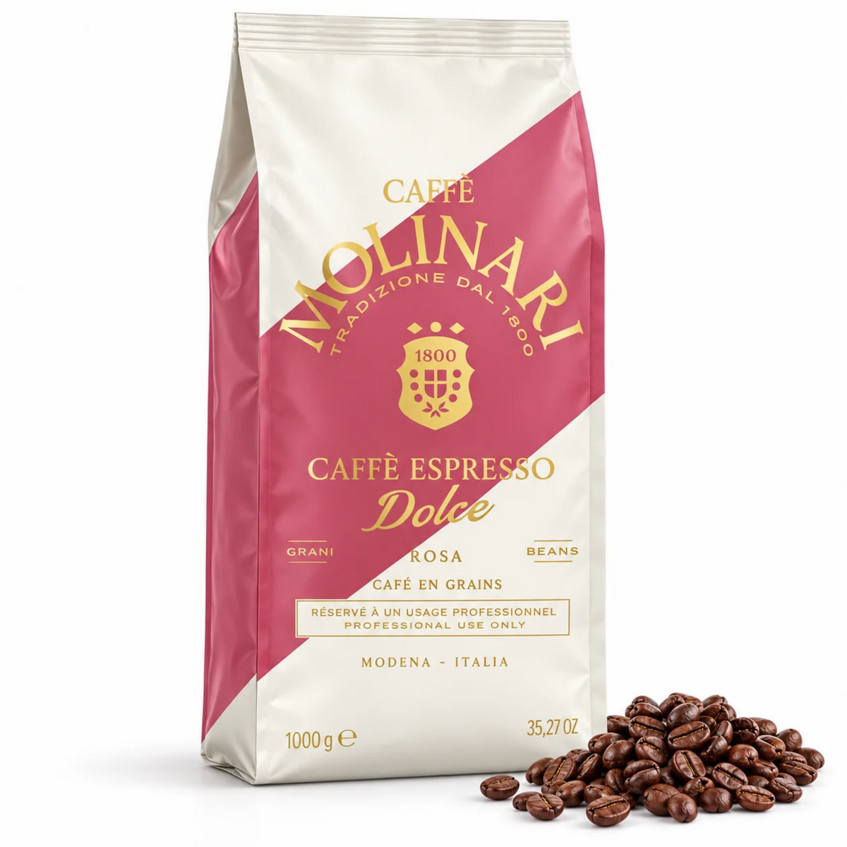 Dolce Whole Bean Coffee 1 kg Molinari – Mild Italian Blend with a Delicate Body | Caffè Molinari