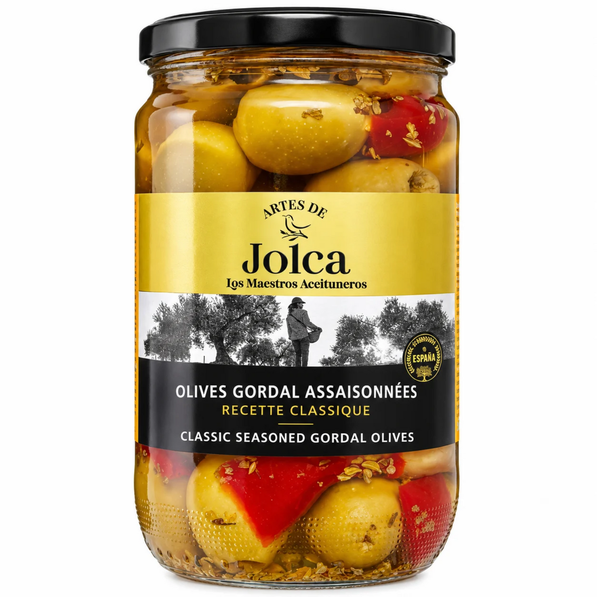 Jolca Pitted Seasoned Queen Olives 680g – Sevillian Style with Garlic and Chili