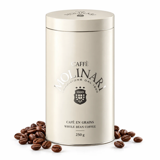 Café en Grains Arabica 100 % 250 g Molinari – Sélection des Meilleurs Arabicas du Monde, Doux et Délicat