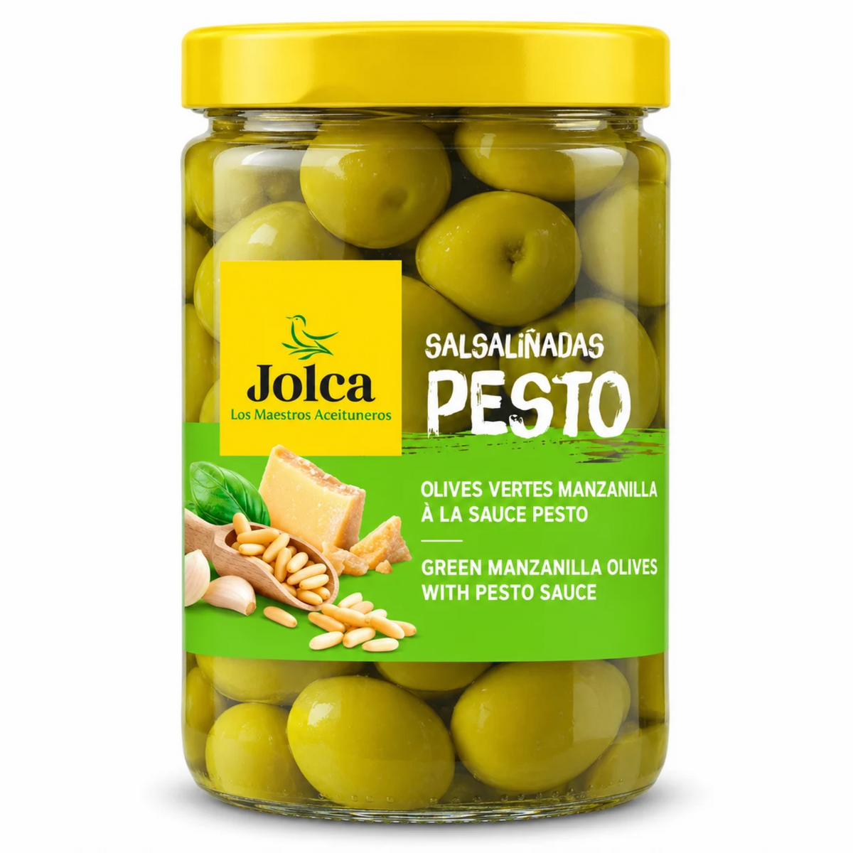 Olives Manzanilla au Pesto 400g – Jolca | Saveur Herbacée d'Espagne