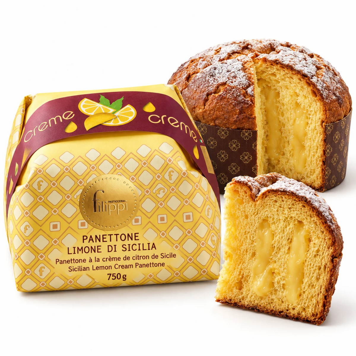 Panettone à la Crème de Citron de Sicile 750 g Filippi – Gâteau de Noël Artisanal Italien au Citron | Pasticceria Filippi