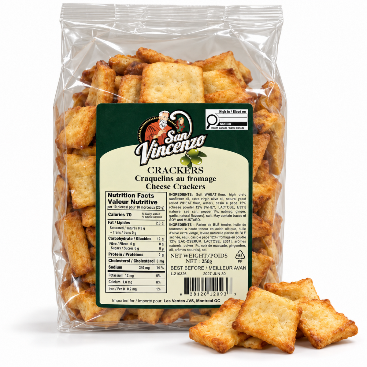 San Vincenzo Cheese Crackers 250 g – The Italian Aperitif Experience | Crispy Artisanal Crackers