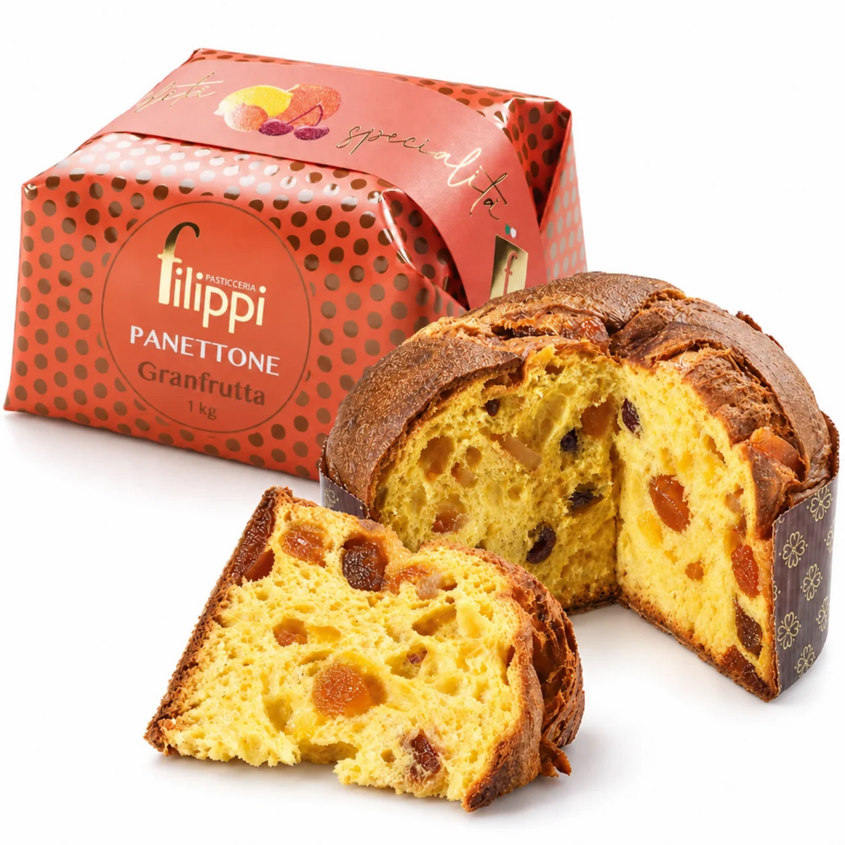 Panettone Granfrutta 1 kg Filippi – Gâteau de Noël Artisanal Italien à Levée Naturelle, Agrumes de Calabre, Abricots et Griottes | Pasticceria Filippi (Copy)