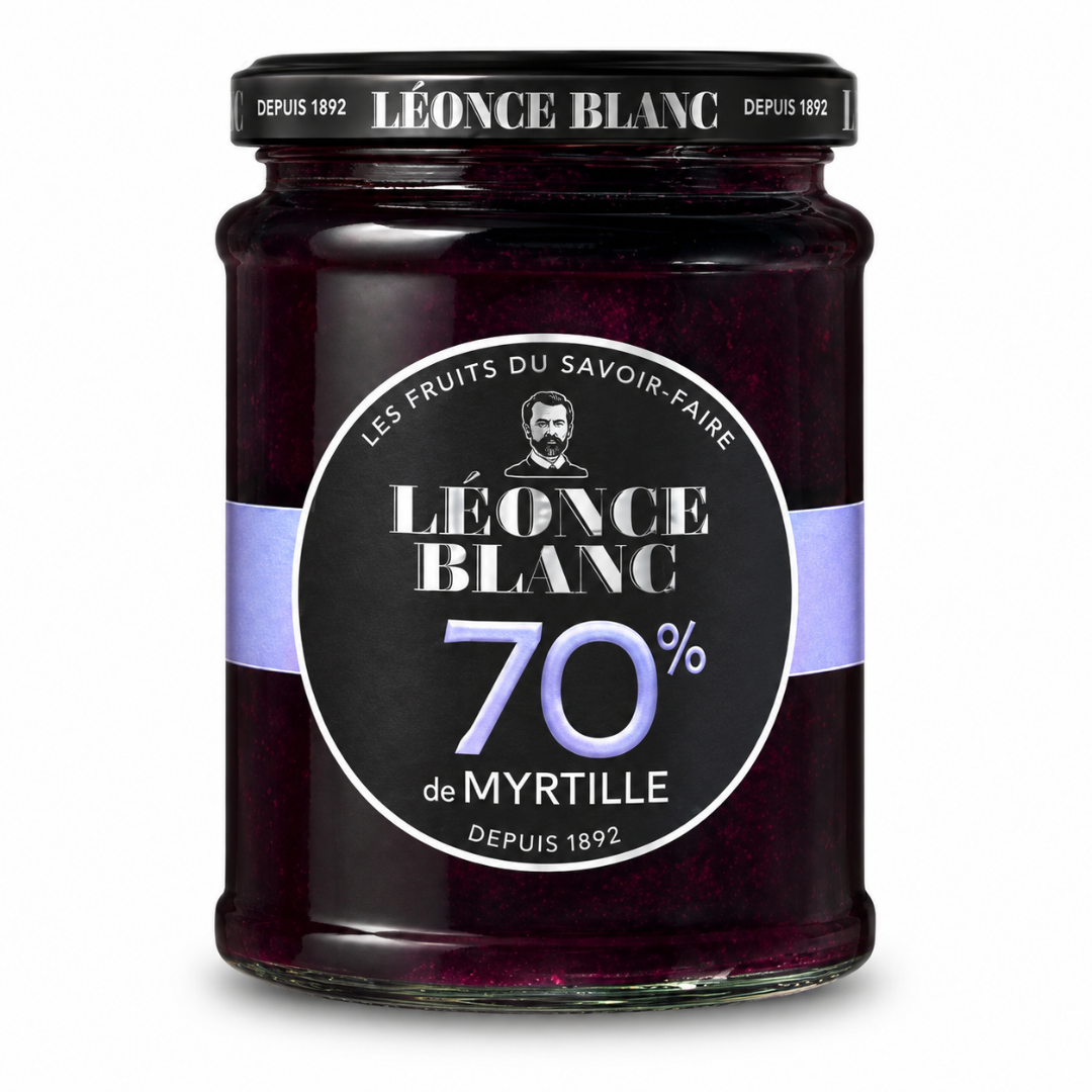 Blueberry Jam 70% 330g – Fruit-Rich, Less Sugar – Léonce Blanc