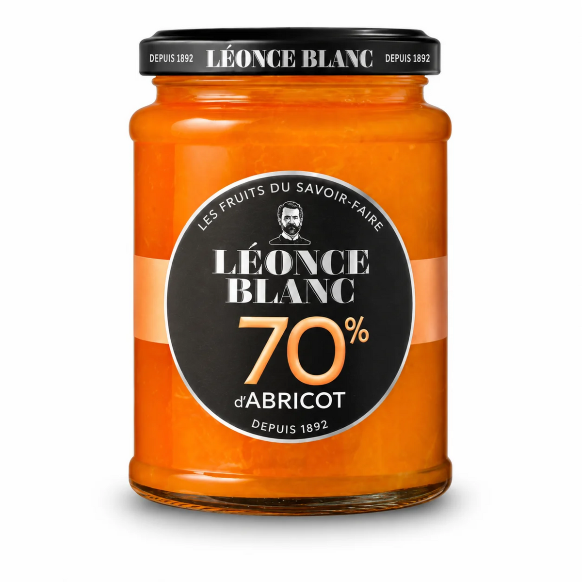70% Apricot Jam 330g – Rich in Fruit, Reduced Sugar – Léonce Blanc
