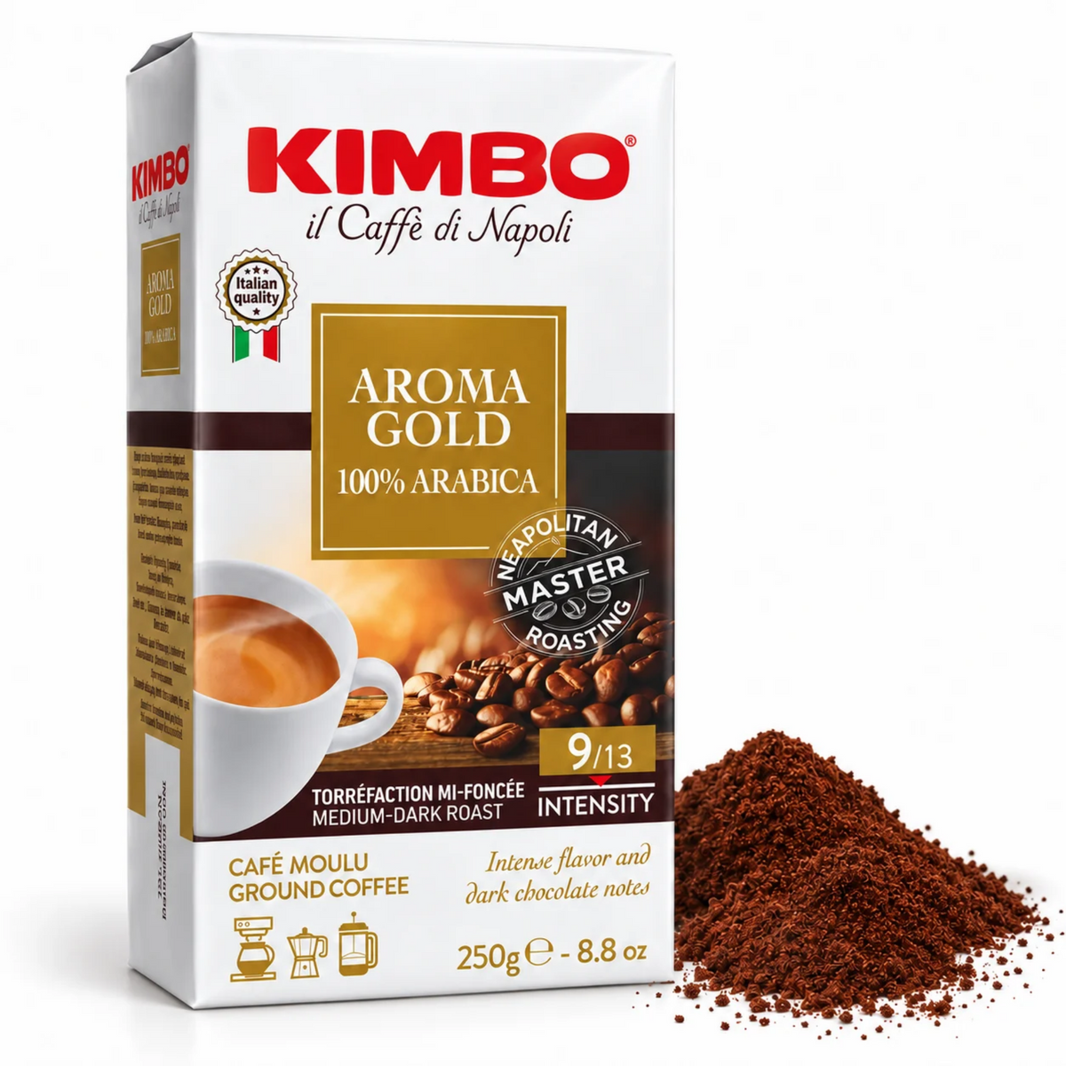 Aroma Gold Ground Coffee 100% Arabica 250g – Kimbo | The Smoothness and Elegance of Italian Coffee