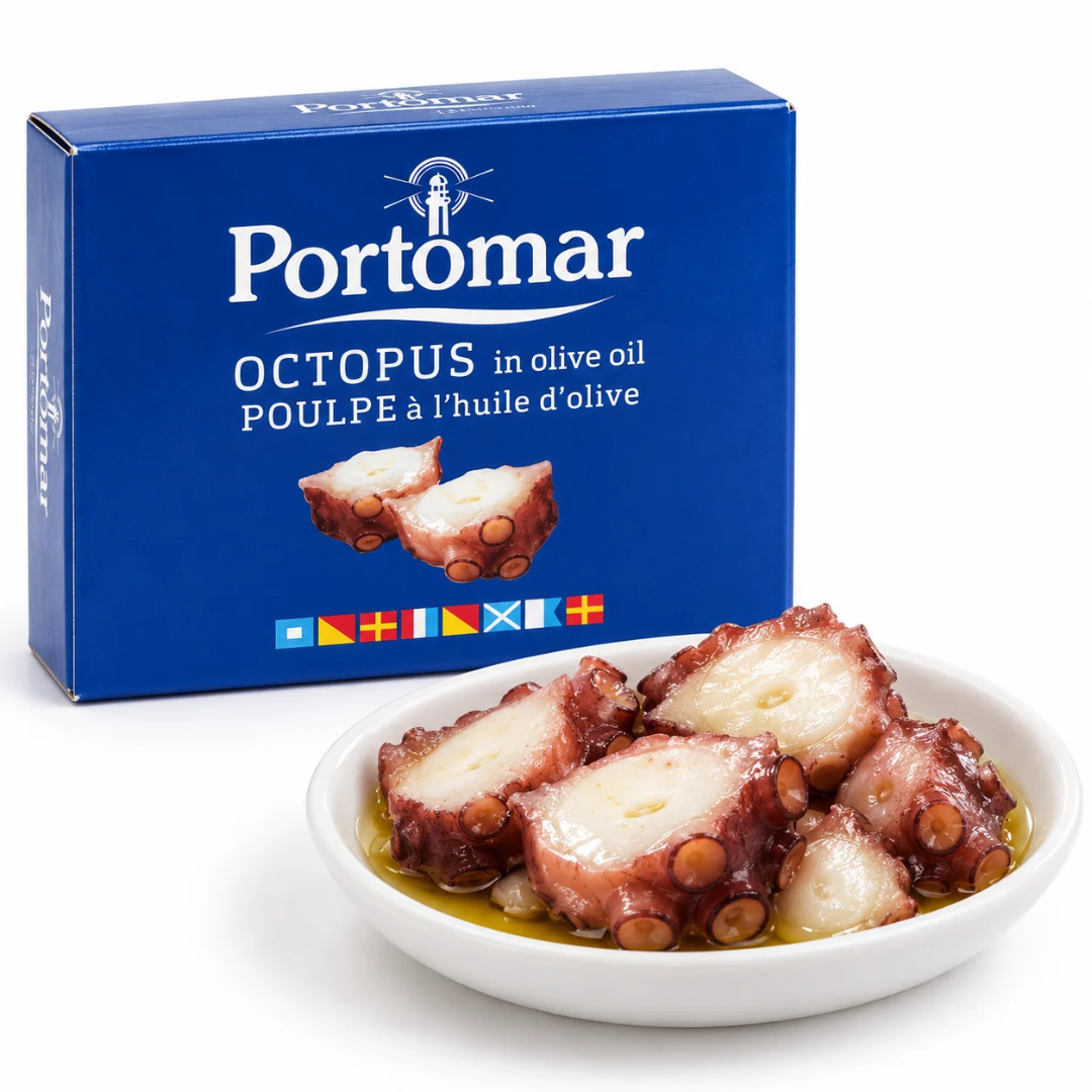 Octopus in Olive Oil 111 g Portomar – Artisanal Canned Food from Galicia, Spain | Conservas Portomar