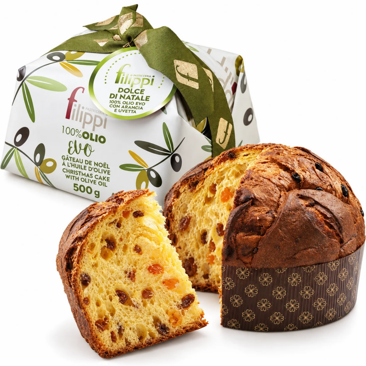 Panettone 100 % Huile d’Olive Extra Vierge 500 g Filippi – Gâteau de Noël Artisanal Italien, Sans Lait, Oranges Confites de Calabre | Pasticceria Filippi