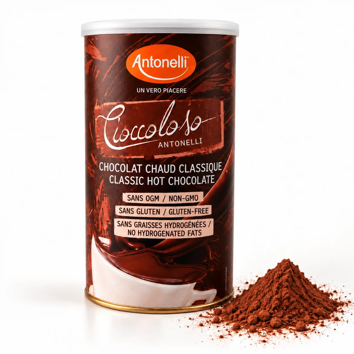 Chocolat Chaud Italien Cioccoloso Gusto Classico Antonelli 1 kg – Épais et Velouté, Sans Gluten, Sans OGM